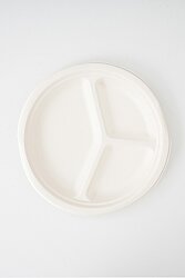 %100 Doğal Şeker Kamışından Üretilmiş Ekolojik 3 Bölmeli 10 İnç 26 cm Tabak (50 ADET) - AMBALAJ MAĞAZASI