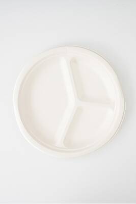 %100 Doğal Şeker Kamışından Üretilmiş Ekolojik 3 Bölmeli 10 İnç 26 cm Tabak (50 ADET) - 1