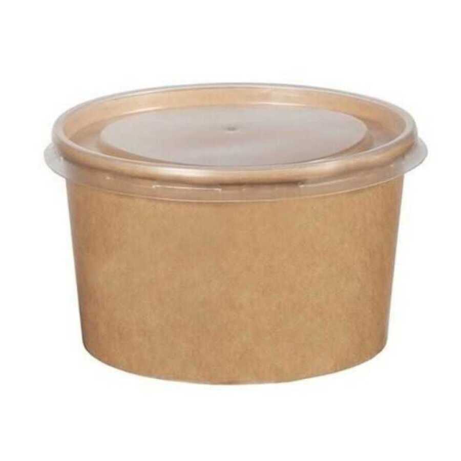 16 oz Kraft Kapaklı Karton Çorba Kasesi 500 Adet