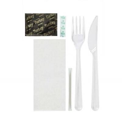 6'lı Ultra Lüks Şeffaf Çatal Bıçak Yemek Seti 500 Adet - 2