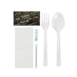 6'lı Ultra Lüks Şeffaf Çatal Kaşık Yemek Seti 500 Adet - 2