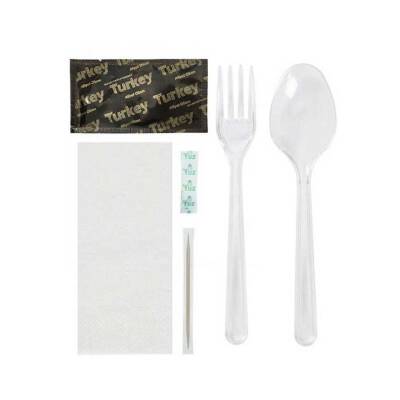 6'lı Ultra Lüks Şeffaf Çatal Kaşık Yemek Seti 500 Adet - 2