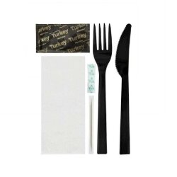 6'lı Ultra Lüks Siyah Çatal Bıçak Yemek Seti 500 Adet - AMBALAJ MAĞAZASI