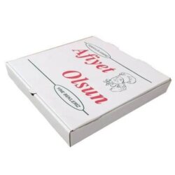 Beyaz Oluklu Pizza Kutusu 33X33X4 Cm 100 Adet - 1