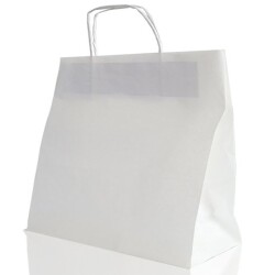 Burgu Saplı Beyaz Çanta 32x33x20cm - AMBALAJ MAĞAZASI