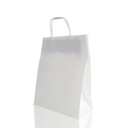 Burgu Saplı Beyaz Kağıt Çanta 25x31x12 cm - AMBALAJ MAĞAZASI