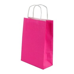 Burgu Saplı Fuşya Kağıt Çanta 18x24x9 cm - AMBALAJ MAĞAZASI