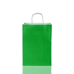 Burgu Saplı Yeşil Kağıt Çanta 18x24x9 cm - AMBALAJ MAĞAZASI