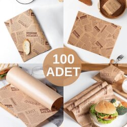  Desenli Yağlı Sunum Kağıdı 100 Adet - 1