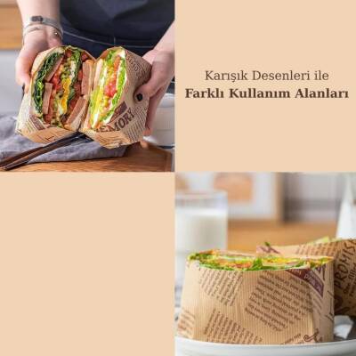  Desenli Yağlı Sunum Kağıdı 100 Adet - 3