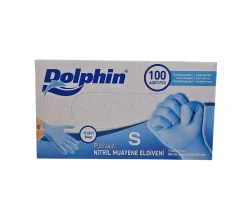 Dolphin Mavi Nitril Eldiven Pudrasız (S) 100lü Paket - 1