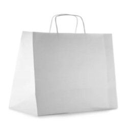 Kraft Burgu Saplı Çanta Beyaz 45x50x15cm - AMBALAJ MAĞAZASI