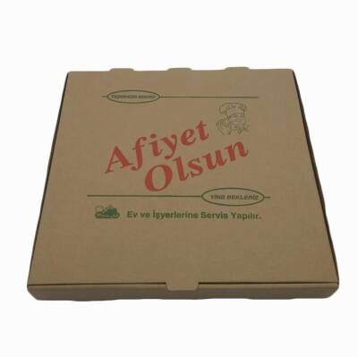 Kraft Oluklu Pizza Kutusu 33X33X4 Cm 100 Adet - 1