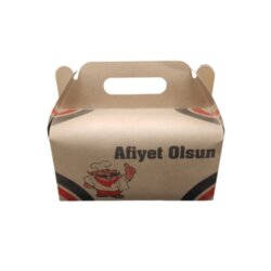 Kraft Saplı Burger Kutusu Baskılı 100 Adet - 3