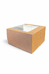 Kutu Turta Pencereli 26,5x26,5x13 Cm Kraft 50 Adetli - AMBALAJ MAĞAZASI