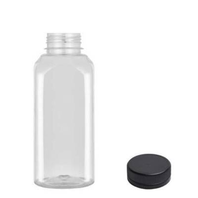 Plastik Köşeli Şeffaf Şişe Kapaklı 1000 ml 112 Adet - 3