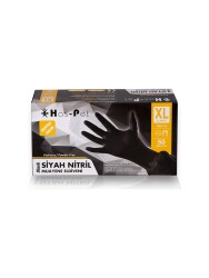 Pudrasız Siyah Nitril Eldiven Büyük (XL) 100 Adet - HASPET